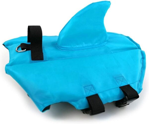 Dog Life Jacket- Preserver with Adjustable Belt, Pet Swimming Shark Jacket for Short Nose Dog,Upgrade Version (pug,Bulldog,Poodle,Bull Terrier) (M, Blue) - Image 2