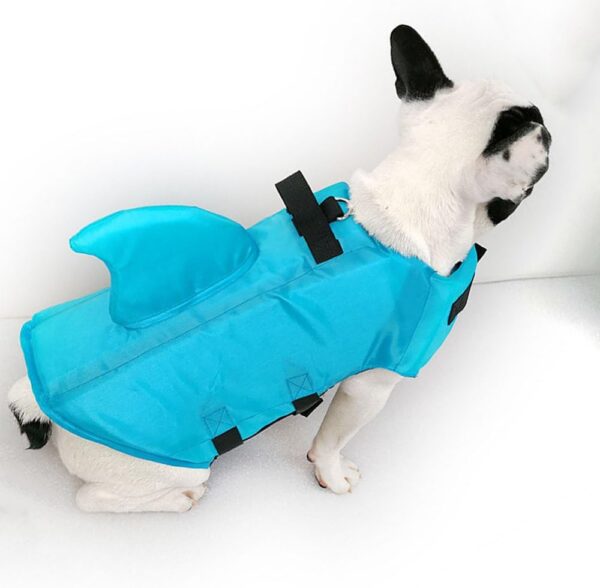 Dog Life Jacket- Preserver with Adjustable Belt, Pet Swimming Shark Jacket for Short Nose Dog,Upgrade Version (pug,Bulldog,Poodle,Bull Terrier) (M, Blue) - Image 8