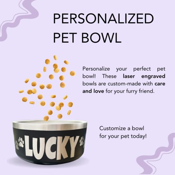 Icon and Name Dog Bowl - Engraved, Nonslip Pet Bowl, Custom Dog Bowl, Custom Cat Bowl, Stainless Steel Dog Bowl, Engraved Pet Bowl, Dog Feeding, Pet Supplies, Pet Food Bowl - Image 7