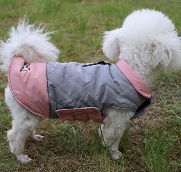 Vecomfy Reversible Dog Coats for Small Dogs Waterproof Warm Puppy Jacket for Cold Winter,Pink and Grey S - Image 2