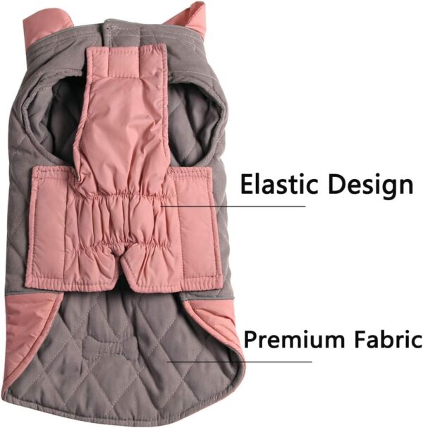 Vecomfy Reversible Dog Coats for Small Dogs Waterproof Warm Puppy Jacket for Cold Winter,Pink and Grey S - Image 6