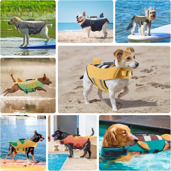 Gyuzh Dog Life Jacket for Swimming,Dog Life Vest for Swimming Boating,Dog Flotation Vest Hign Buoyancy,Shark Dog Swim Safety Vest,Dog Life Jacket with Rescue Handle for Small Medium Large Dogs - Image 5