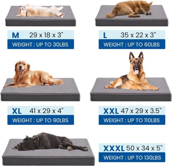 Orthopedic Memory Foam Dog Bed,Cooling Dog Beds for Large Dogs, Washable Pet Beds for Crate with Faux Fur Cover, Waterproof Lining, XL(41inch) - Image 7