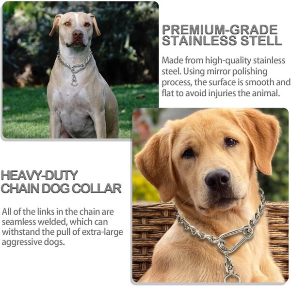 Dog Chain Collars 304 Stainless Steel Metal Chew Proof Dog Necklace Anti Winding Dog Leash Extension Lead for Small Medium Large Dogs Training and Walking. (Large：25in x 3.5mm(Neck max 22in)) - Image 3