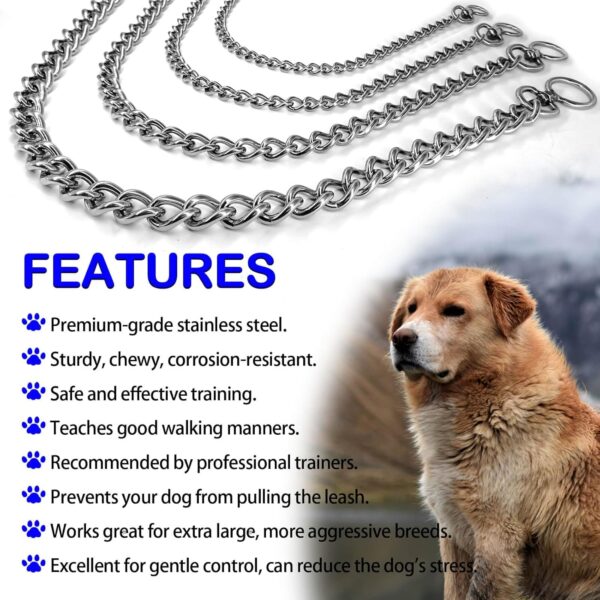 Dog Chain Collars 304 Stainless Steel Metal Chew Proof Dog Necklace Anti Winding Dog Leash Extension Lead for Small Medium Large Dogs Training and Walking. (Large：25in x 3.5mm(Neck max 22in)) - Image 7