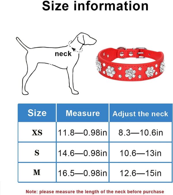 Rhinestone Dog Collar, Cute Flower Rhinestone Cat Dog Collar Bling Collar PU Leather Collar Adjustable Sizes XS Small Medium (M, Hot Pink) - Image 2