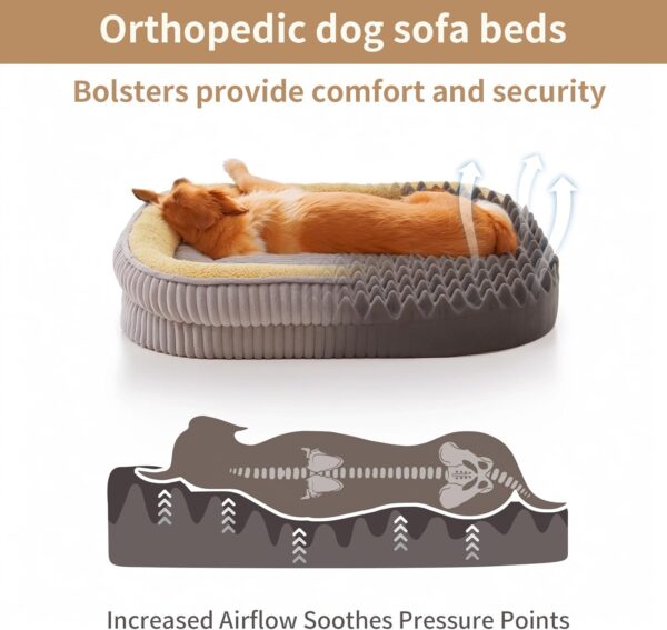 Orthopedic Dog Bed for Medium, Large Dogs Breeds, High Density Egg Crate Foam Dog Sofa Beds,Oval Kennel Bed, Pet Couch Bed with Removable Washable Cover& Non-Slip Bottom - Image 2