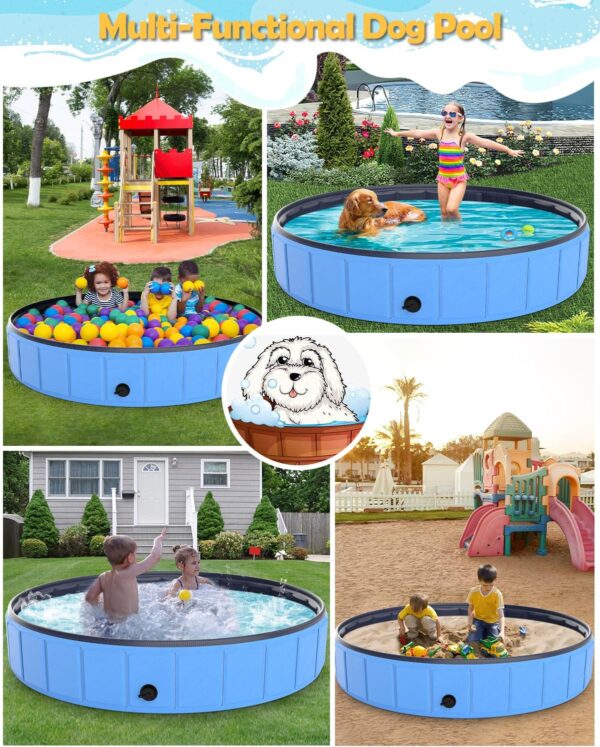 Extra Large Dog Pool Foldable Plastic Pool for Large Dogs,1mm Durable and Collapsible Pet Bathing Tub Portable Outside Swimming Pool for Kiddie and Dogs (75x15.7in) - Image 7