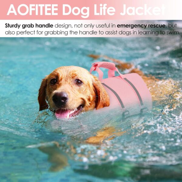 AOFITEE Small Dog Life Jacket, Dog Life Vest for Swimming, XS Dog Swimming Vest, Reflective Dog Floating Vest Swimsuit with Rescue Handle and Zipper, Dog Swimming Vest for Small Medium Large Dogs XS - Image 5