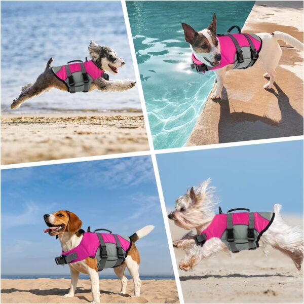 Dog Life Jacket, Reflective Adjustable Dog Life Vest with Rescue Handle for Swimming and Boating, Ripstop Pet Safety Life Preserver for Small, Medium and Large Dogs - Image 5