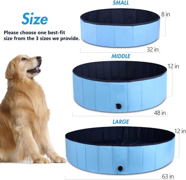 MorTime Foldable Dog Pool Portable Pet Bath Tub Large Indoor & Outdoor Collapsible Bathing Tub for Dogs and Cats (L, 63" x 12") - Image 2