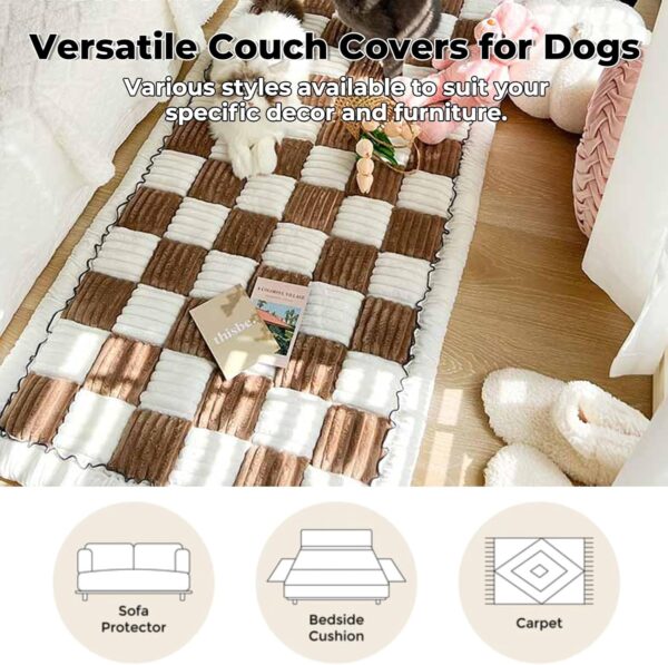 Pet Couch Covers for Sofa, Sofa Cover for Dogs Washable Dog Couch Cover Protector Floral Handmade Pure Cotton Furniture Covers for Large Dog (Brown, 27.6"×70.9") - Image 4