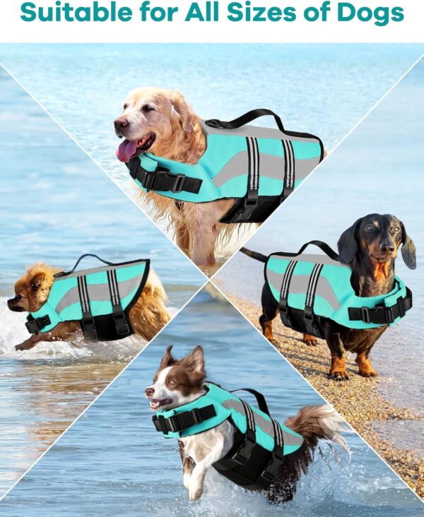 Dog Life Jacket with Reflective Stripes, Adjustable High Visibility Dog Life Vest for Boating, Ripstop Dog Swimming Vest with High Flotation for Small Medium and Large Dogs,Blue,M… - Image 7