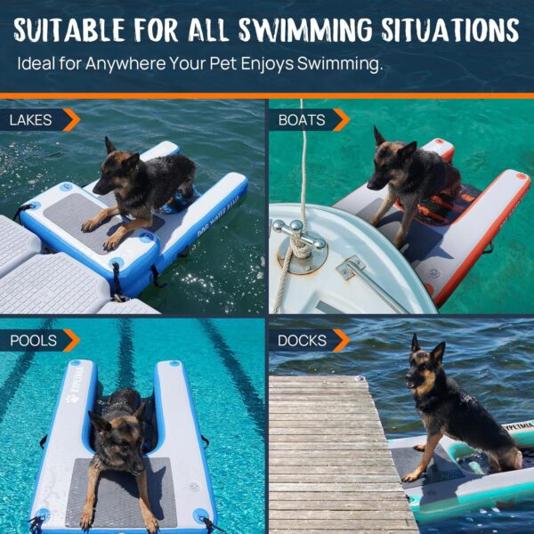 Dog Water Ramp, Inflatable Dog Float Floating Ramp Ladder for Pools Boats Docks | Dog On Water Ladder Steps | for Swimming Pets Up to 240 Pounds (Blue (Boost Step)) - Image 4