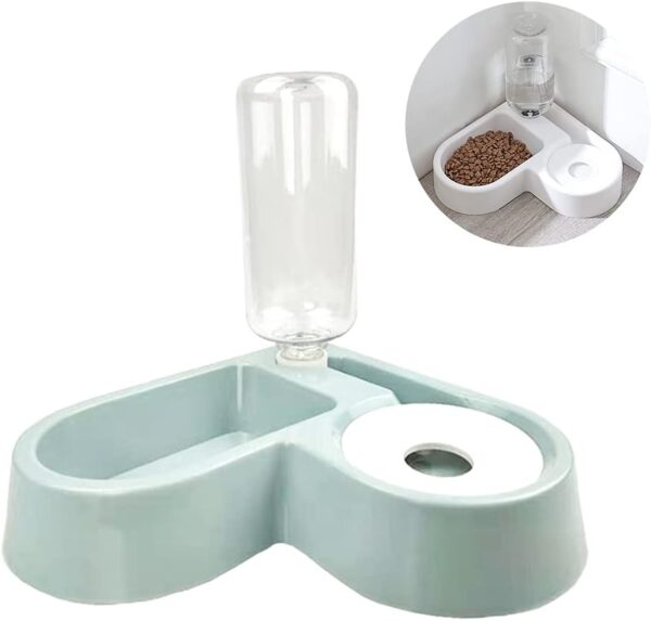 Double Dog Cat Bowls - Pets Water and Food Bowl Set with Automatic Water Bottle, Raised Pet Feeder Bowl for Cats and Small Dogs