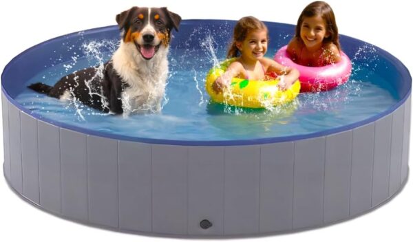 Large Dog Pool, Dog Bathtub Collapsible Hard PVC Material Pet Swimming Pool, Portable Bath Tub for Pets Dogs, Pet Pool for Indoor and Outdoor 63 x 12inches