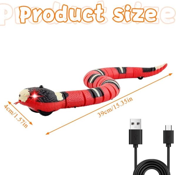 Snake Cat Toy, Realistic Simulation Smart Sensing Snake Toy, Rechargeable Automatically Sense Obstacles and Escape Curves Move Quickly, Interactive Cat Toys for Indoor Cats - Image 4