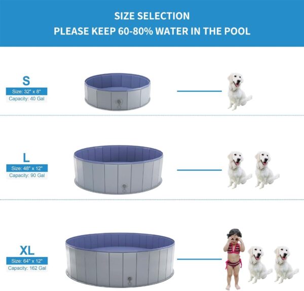 Large Dog Pool, Dog Bathtub Collapsible Hard PVC Material Pet Swimming Pool, Portable Bath Tub for Pets Dogs, Pet Pool for Indoor and Outdoor 63 x 12inches - Image 2