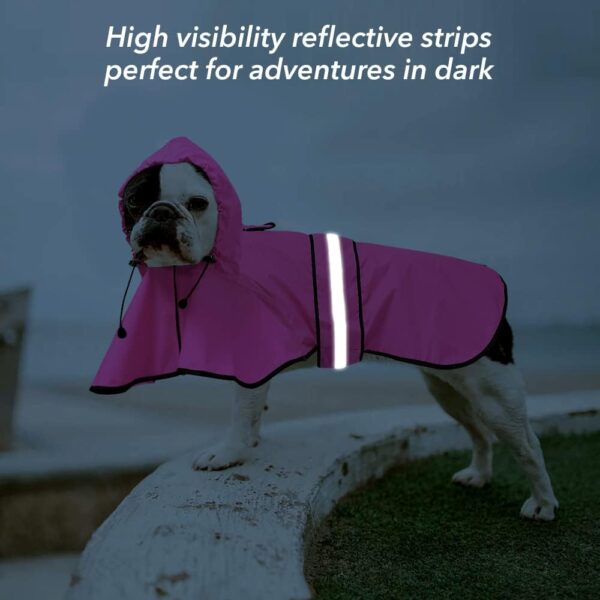 Reflective Puppy Raincoat - Waterproof Adjustable Pet Hooded Slicker Poncho Raincoats Jacket, Lightweight Dog Rain coat(Pink, Small) - Image 3