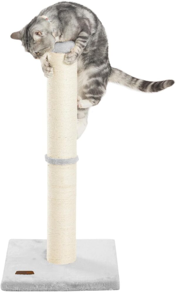 34inch Cat Scratching Post with Natural Sisal Rope 4.3Inch Large Diameter Scratcher Post Tree for Indoor Cats Grey - Image 8