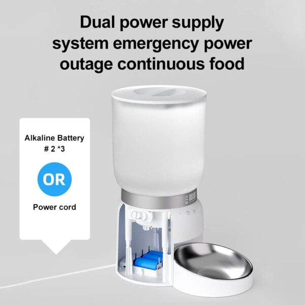 Automatic Cat Feeder, 4.2L Dual Power Supply Dry Food Dispenser with Stainless Bowls and Timer Setting Compatible with a Variety of Pet Food. - Image 4