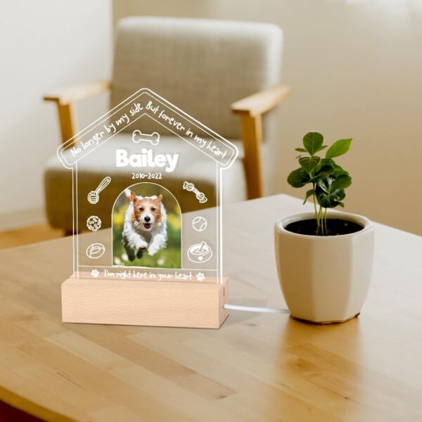 Personalized Dog Memorial Gifts for Loss of Dog, Pet Memorial Gifts for Dog Cat, Personalized Night Light Dog Memorial Photo Plaque (D - Dog) - Image 3