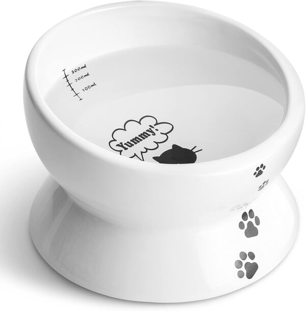 Y YHY Elevated Cat Food Bowl, Raised Pet Food and Water Bowl for Cat and Small Dog, Tilted Ceramic Water Bowl No Spill,15oz, Dishwasher Safe