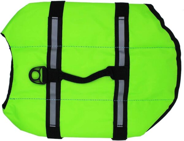 Dog Life Jacket Easy-Fit Adjustable Belt Pet Saver Swimming Safety Swimsuit Preserver with Reflective Stripes for Doggie (L, green) - Image 5