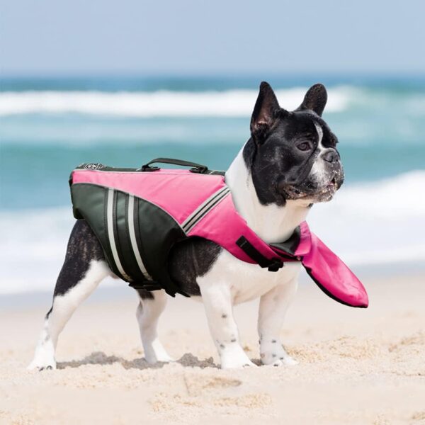 Dog Life Jacket, Reflective Dog Life Vest with Removable Neck Float & High Buoyancy for Swimming and Boating, Ripstop Pet Safety Swimsuit Rescue Handle for Small Medium Large Dogs pink - Image 4