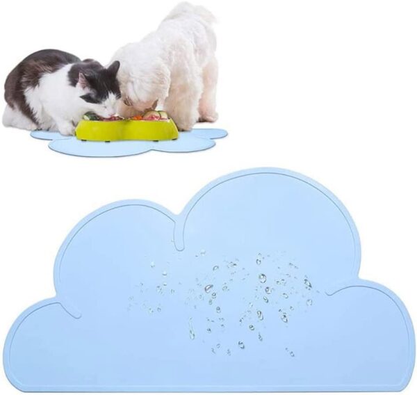 Silicone Dog Cat Bowl Mat, Waterproof Slip Resistant Silicone Pet Feeding Mat with High Lips, Cats and Dogs Food Placemat Tray, Raised Edges to Prevent Water Spills on Floors, Dishwasher Safe