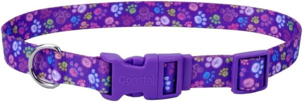 Coastal Pet Styles Adjustable Dog Collar - Stylish Patterned Fabrics - Snap-Lock Buckle - Adjustable Dog Collar - for Small, Medium or Large Dogs - Special Paws - 3/8" x 08"-12"