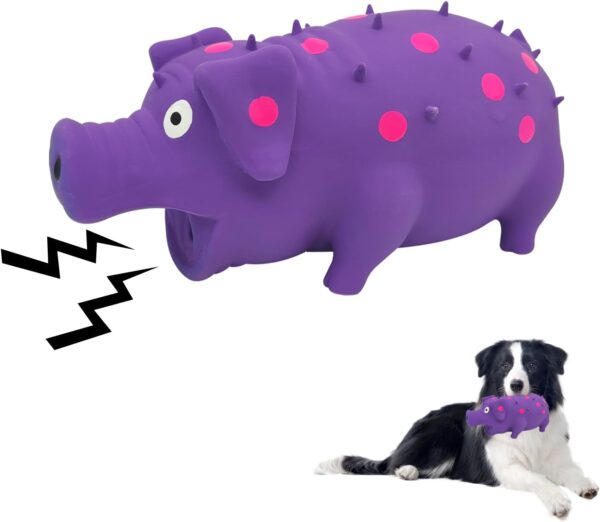 Andiker Dog Squeaky Toy, Dots Latex Dog Chew Toys with a Oinks Sound Squeaker Grunting Pig Dog Toy Durable Self Play 8" Dog Squeeze Toy for Dental Biting Chasing to Kill Boring Time (Purple)