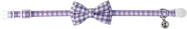 AIITLE Breakaway Cat Collar with Cute Bow Tie and Bell, Detachable Adjustable Safety Collars for Girl Cats and Boy Cats, Kittens, Puppy, Soft Stylish Plaid Patterns Cat Collars,Purple - Image 6