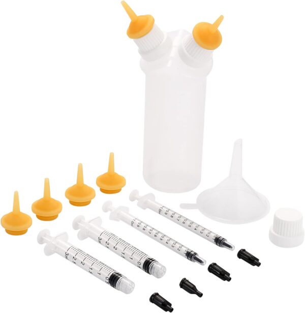 Pet Feeding Bottle with Two Silicone Nipple and Syringes for Puppy Dog Cat or Other Pets - Image 3