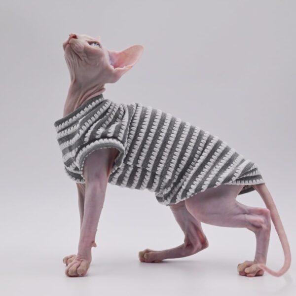 Sphynx Cat Clothes Hairless Cat Clothes Cat Summer Pure Cotton Skin-friendly Devon Clothes Cat Clothing for Small Cats and Dogs (GREY, Large) - Image 3