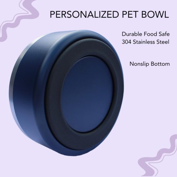 Custom Dog Bowl with Paws and Name - Engraved, Nonslip Bowl, Personalized Dog Bowl, Custom Cat Bowl, 304 Stainless Steel Dog Bowl, Dog Feeding, Pet Supplies, (Navy, Medium -32oz) - Image 5