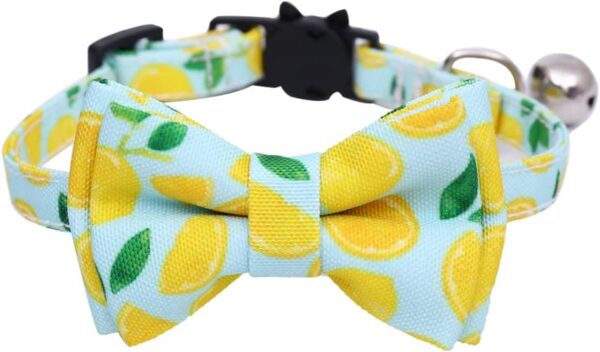 2-Pack Breakaway Cat Collars with Removable Double-Layer Bow Tie and Bell for Boy and Girl Cats,Safety Kitten Collars Suitable for Festivals and Daily. (Lemon&Pineapple) - Image 6