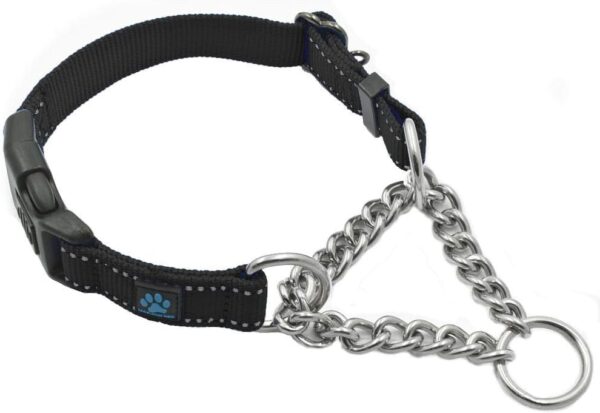 Max and Neo Stainless Steel Chain Martingale Collar - We Donate a Collar to a Dog Rescue for Every Collar Sold (Large, BLACK)