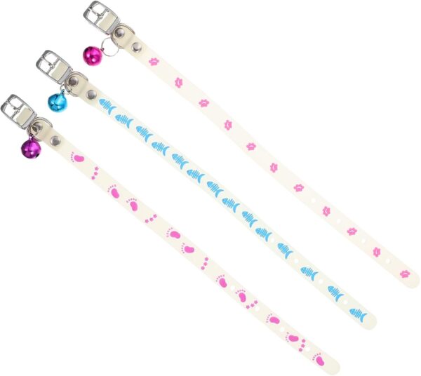 3Pcs Adjustable Light Up Puppy Collars Glowing Cat Dog Collar with Bell Glowing Pet Dog Collar for Night Safety, Lighted Cat Collar for Small Medium Dogs Cats Kitten - Image 8