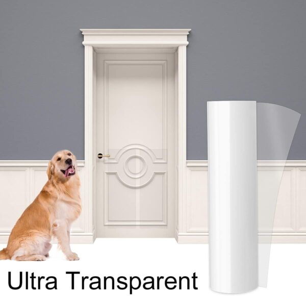 Door Scratch Protector, Protect Your Door, Furniture and Wall with Clear Premium Heavy Duty Door Cover Scratch Shield, Large Vinyl Door Guard for Dog Scratching - Image 8