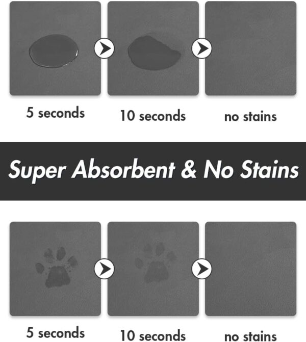 MontVoo-Dog Food Mat-Absorbent Dog Bowl Mat-Quick Dry Dog Mat for Food and Water-Pet Food Mat-Dog Placemat-Dog Water Mat for Sloppy Drinkers 12"X19" Bone Dark Grey - Image 2