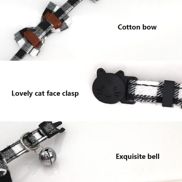 SLSON 4 Pack Cat Collars Breakaway with Bell Cat Collars with Cute Bowtie for Pet Kitten Cats and Small Dogs Pets Adjustable from 8-11In (Plaid) - Image 4