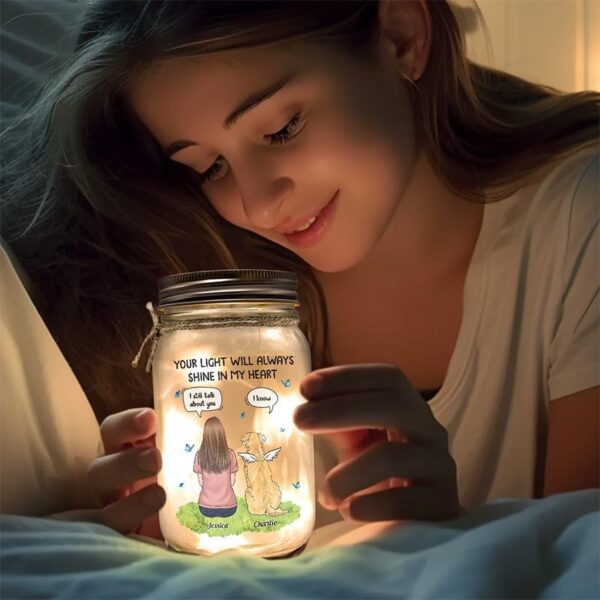 Pawfect House Dog Memorial Gifts For Loss Of Dog, Mason Jars For Centerpieces, My Heart Was Not Ready To Lose You, Personalized Mason Jar LED Lights Dog Passing Away Gifts Pet Sympathy Gifts For Dogs - Image 2