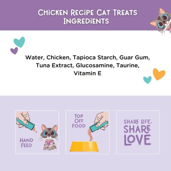 LOVE, NALA - Natural Lickable Cat Squeeze Up Treat,Topper - Chicken Mousse - Wet Food Cat Puree - Grain Free, Fiber Blend, Minerals, Vitamins - 4 Pack 2 oz. - Image 3