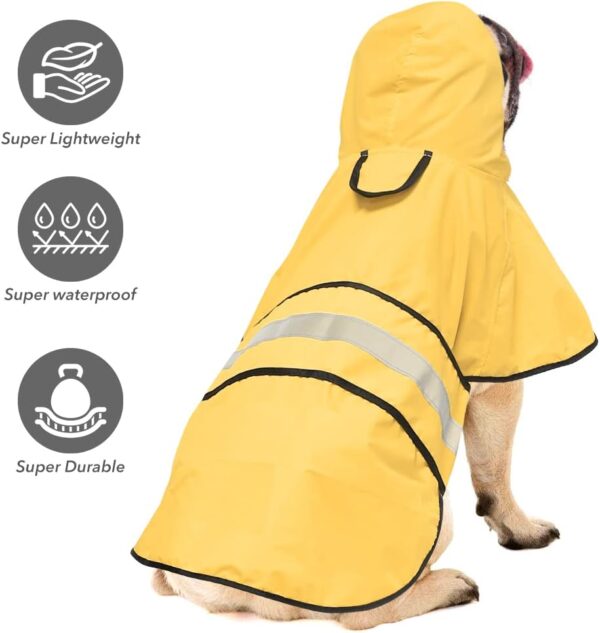 Reflective Dog Rain coats - Waterproof Adjustable Pet Raincoat Jacket, Lightweight Dog Apparel & accessories Raincoat for Small to X- Large Dogs(Yellow, Large) - Image 3