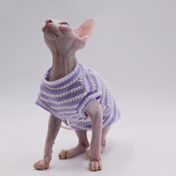 Sphynx Cat Clothes Hairless Cat Clothes Cat Summer Pure Cotton Skin-friendly Devon Clothes Cat Clothing for Small Cats and Dogs (GREY, Large) - Image 5