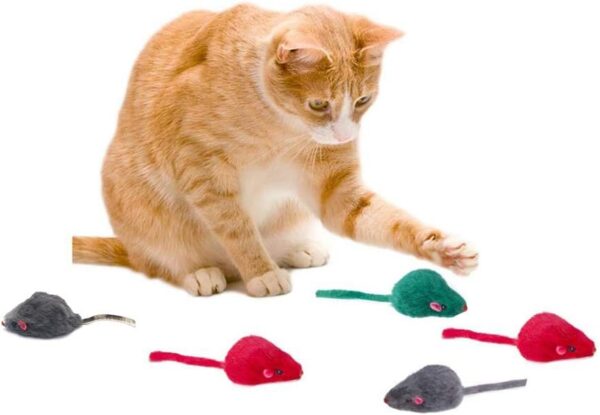 20 Pack Furry Cat Toys Mice Rattle Mice Cat Catcher Assorted Color - Image 3