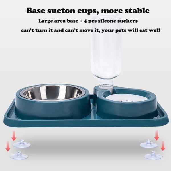 Double Dog Cat Bowls, 2 in1 Pet Water and Food Bowl Set with Automatic Gravity Water Dispenser Bottle Detachable Stainless Steel Bowl No-Spill for Cats and Dogs Puppy Kitten Rabbit - Image 2