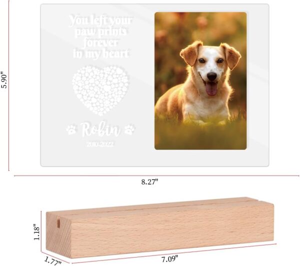 Personalized Dog Memorial Gifts for Loss of Dog, Pet Memorial Gifts for Dog Cat, Personalized Night Light Dog Memorial Photo Plaque (A - Dog Cat) - Image 2