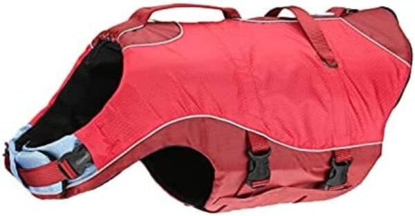 Kurgo Surf n’ Turf Dog Life Jacket | Lifejacket for Dogs | Dog Water Life Vest | Kayak Life Jacket for Pets | Dog Rain Jacket | for Pool or Lake | Reflective | Machine Washable | Chili Red | 5 Sizes